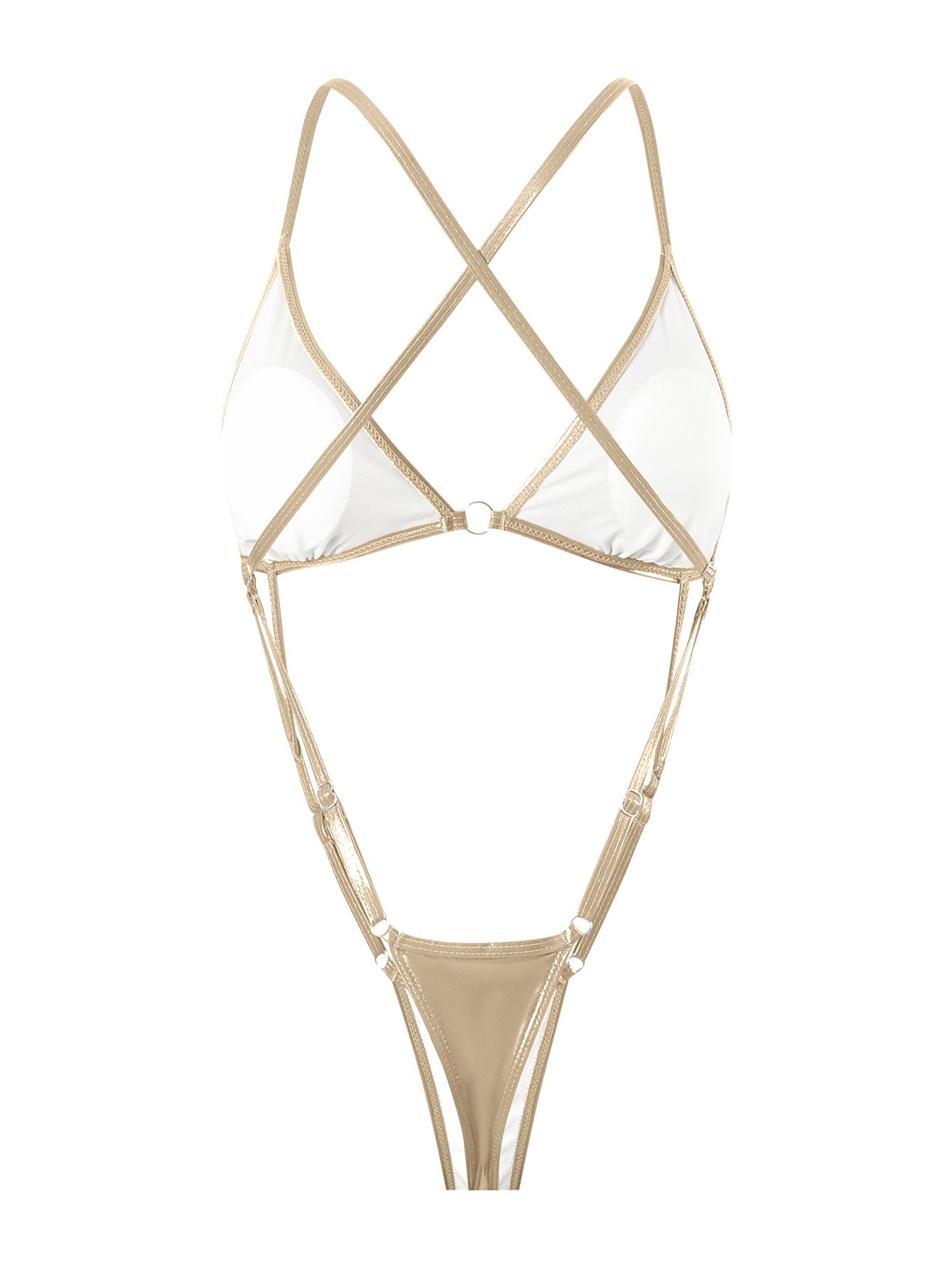 One - Piece Swimsuit Featuring Cutouts, Ring Details, and Tie Straps - TayDiane
