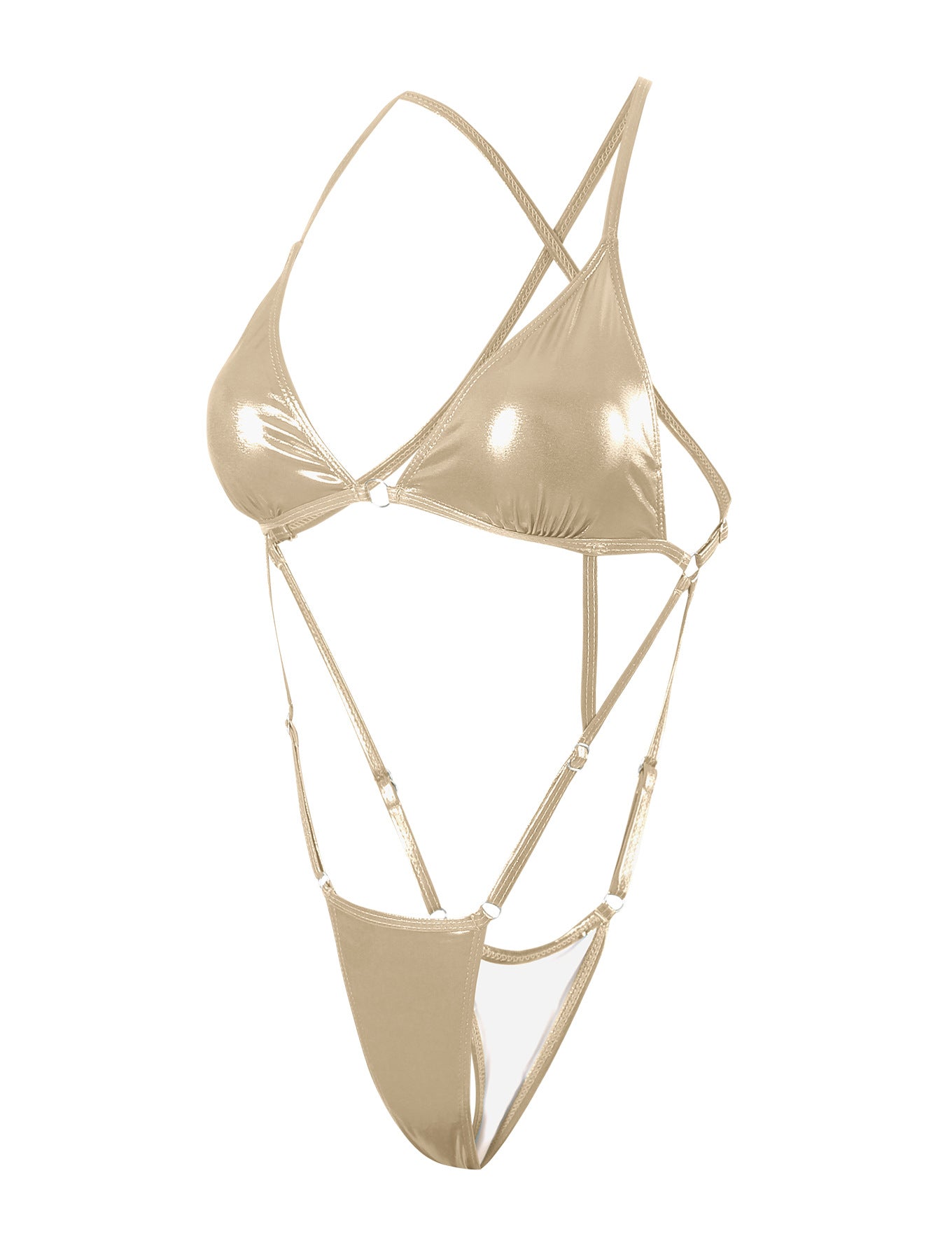 One - Piece Swimsuit Featuring Cutouts, Ring Details, and Tie Straps - TayDiane