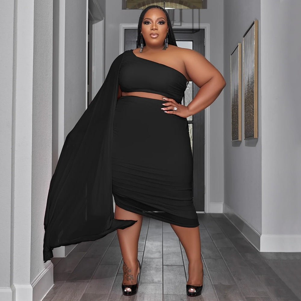One Shoulder Cutout Skirt Set - Taydiane