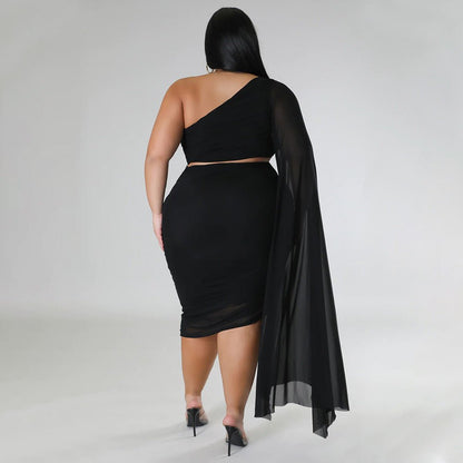 One Shoulder Cutout Skirt Set - Taydiane