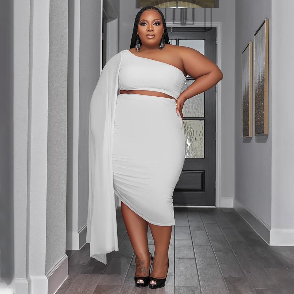 One Shoulder Cutout Skirt Set - Taydiane
