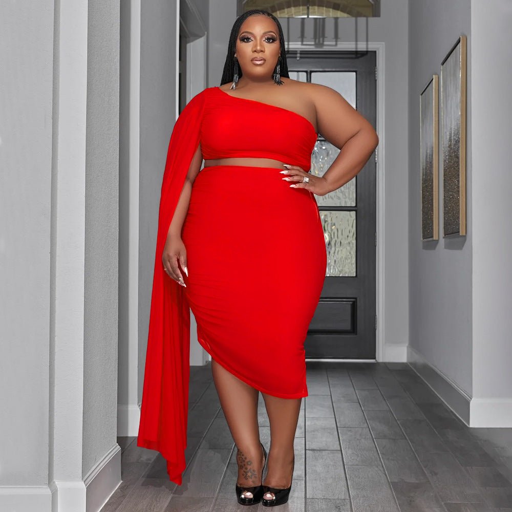 One Shoulder Cutout Skirt Set - Taydiane