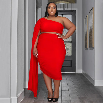 One Shoulder Cutout Skirt Set - Taydiane
