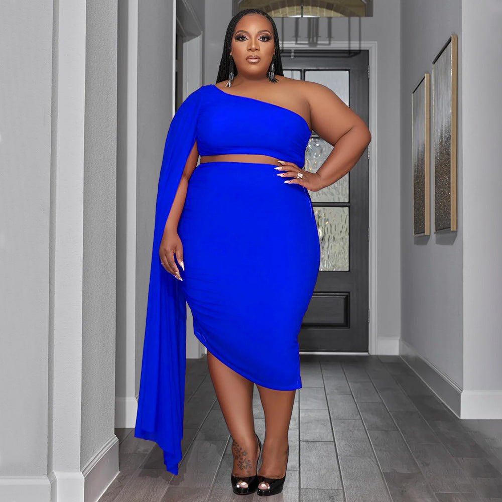 One Shoulder Cutout Skirt Set - Taydiane