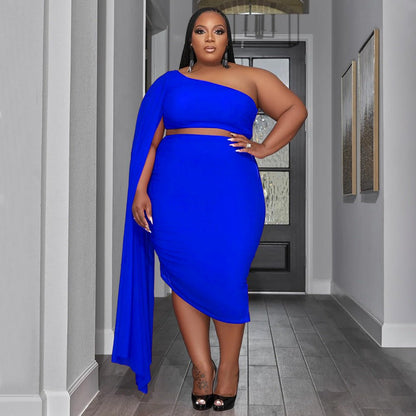 One Shoulder Cutout Skirt Set - Taydiane