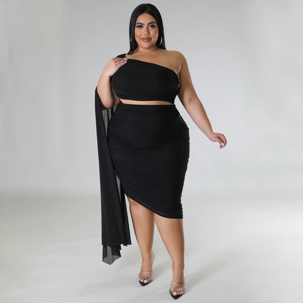 One Shoulder Cutout Skirt Set - Taydiane
