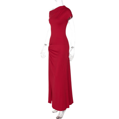 One Shoulder Split Twist Maxi Dress - TayDiane