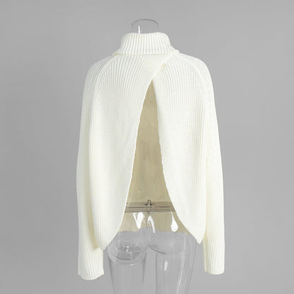 Open - Back Chunky Turtleneck Sweater - TayDiane