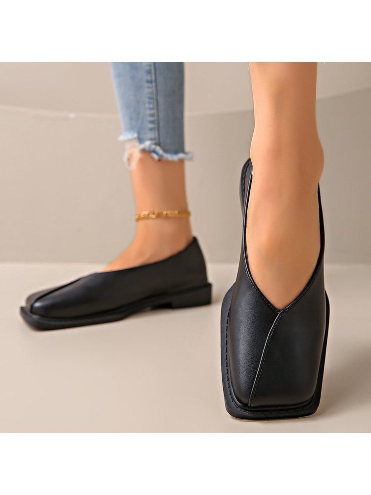 Patchwork Square Toe Ballet Flats - TayDiane