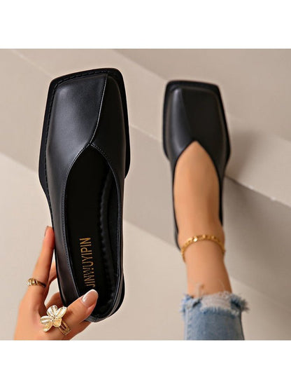 Patchwork Square Toe Ballet Flats - TayDiane