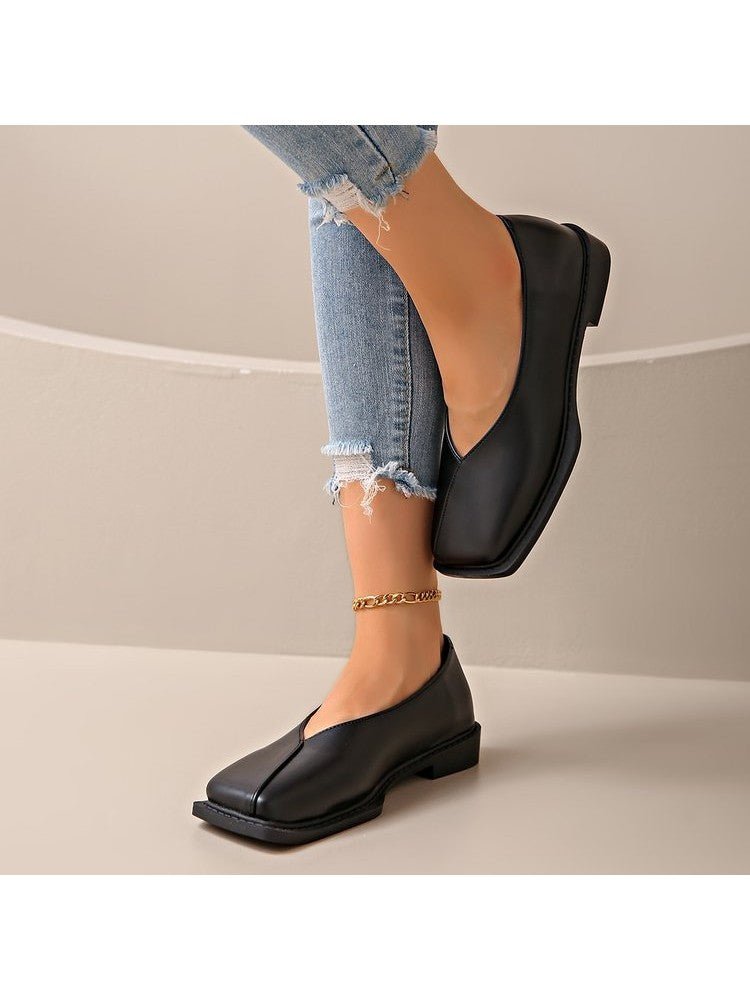 Patchwork Square Toe Ballet Flats - TayDiane