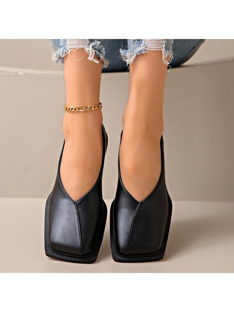 Patchwork Square Toe Ballet Flats - TayDiane