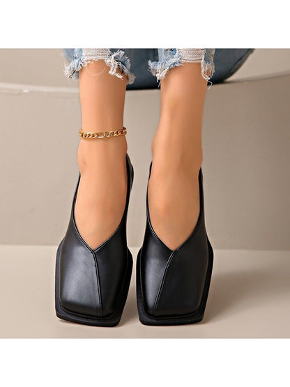 Patchwork Square Toe Ballet Flats - TayDiane