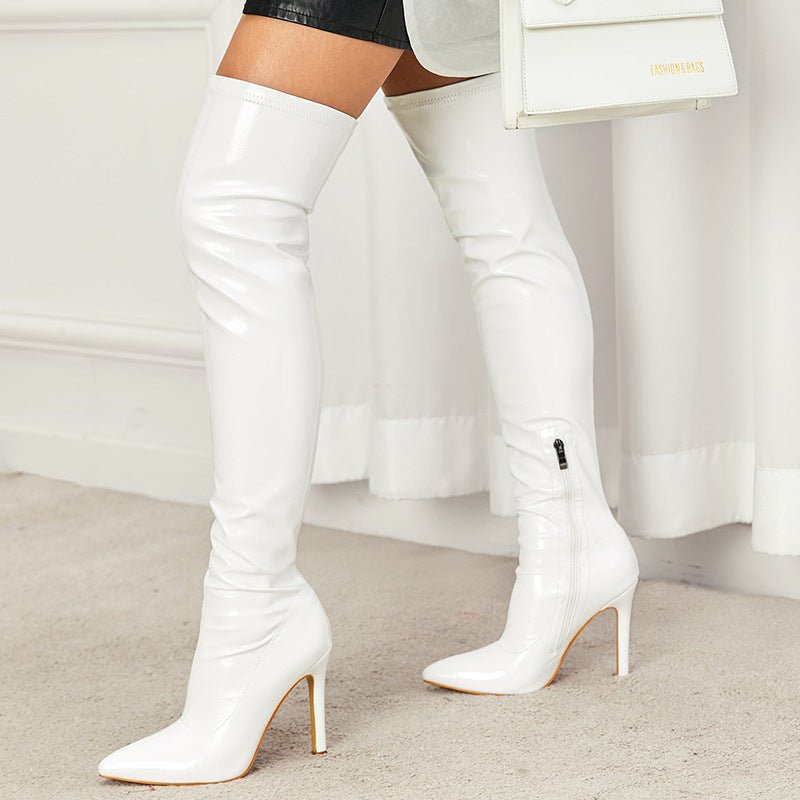 Patent Leather Over - the - Knee Boots - TayDiane