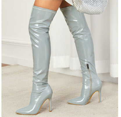 Patent Leather Over - the - Knee Boots - TayDiane