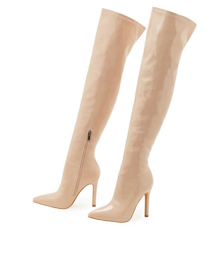 Patent Leather Over - the - Knee Boots - TayDiane
