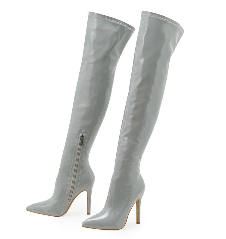 Patent Leather Over - the - Knee Boots - TayDiane