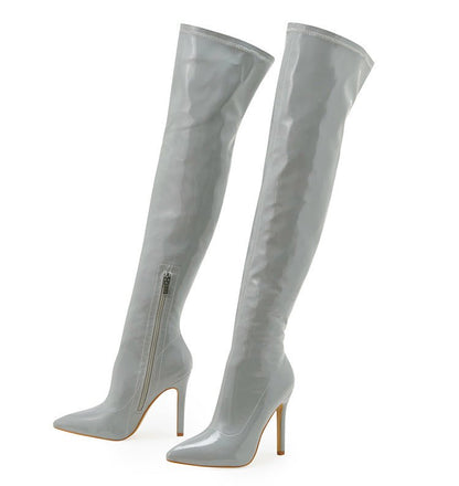 Patent Leather Over - the - Knee Boots - TayDiane