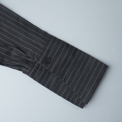 Pinstriped Long - Sleeved Shirt Dress - TayDiane