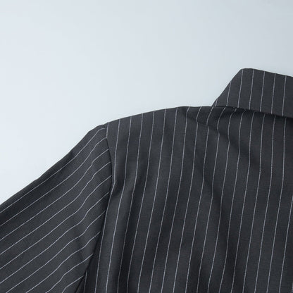 Pinstriped Long - Sleeved Shirt Dress - TayDiane