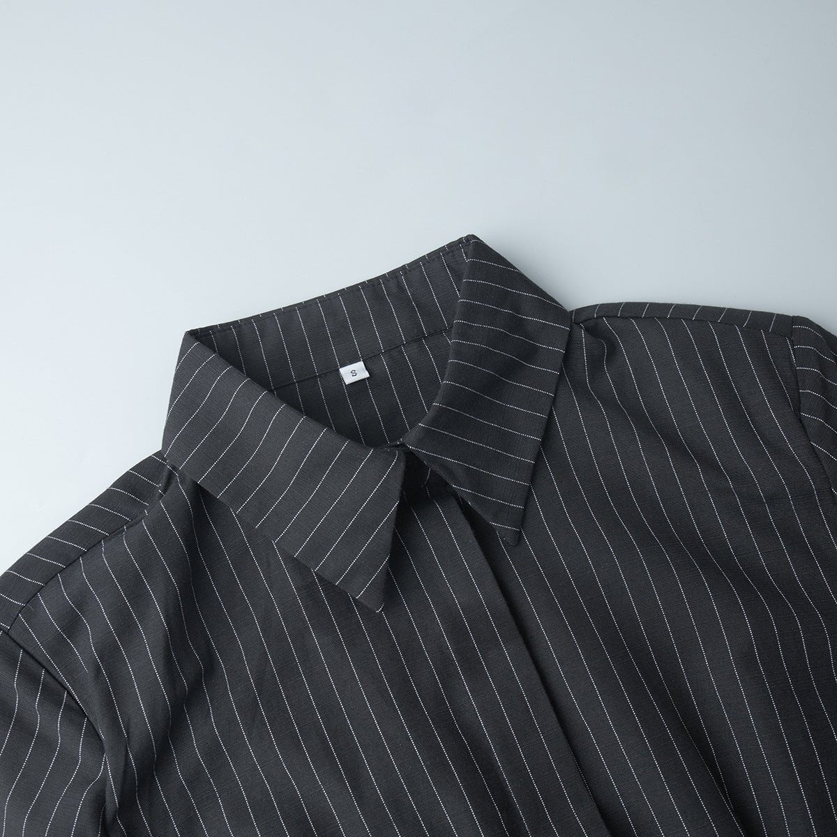 Pinstriped Long - Sleeved Shirt Dress - TayDiane