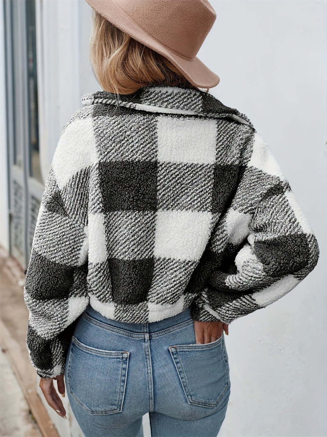 Plaid Zip Up Long Sleeve Outerwear - TayDiane