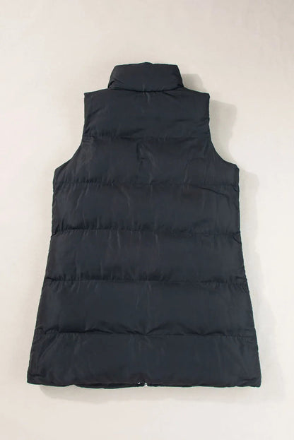 Pocketed Zip Up Vest Coat - TayDiane