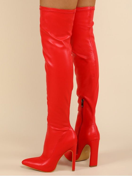Pointed - Toe Over - the - Knee High Heel Boots - TayDiane