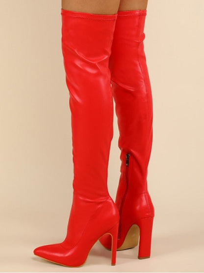 Pointed - Toe Over - the - Knee High Heel Boots - TayDiane