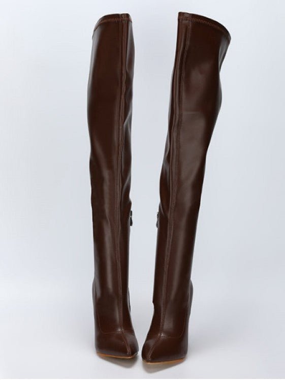 Pointed - Toe Over - the - Knee High Heel Boots - TayDiane