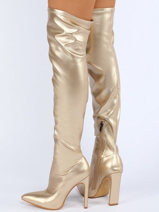 Pointed - Toe Over - the - Knee High Heel Boots - TayDiane