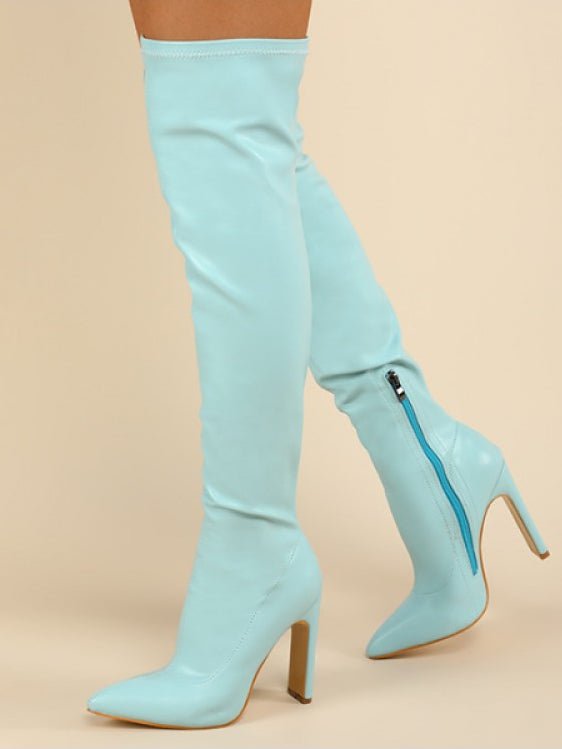 Pointed - Toe Over - the - Knee High Heel Boots - TayDiane