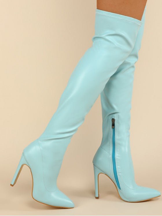 Pointed - Toe Over - the - Knee High Heel Boots - TayDiane