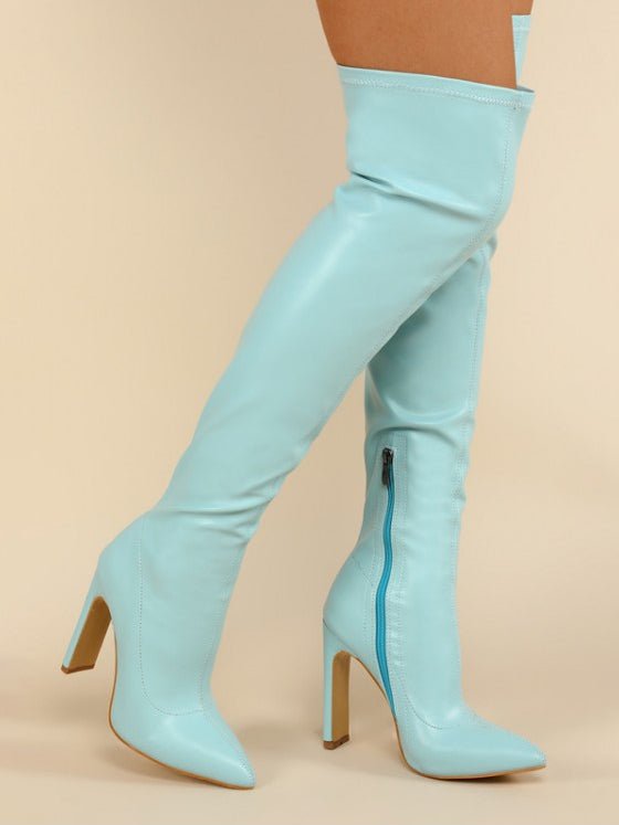 Pointed - Toe Over - the - Knee High Heel Boots - TayDiane