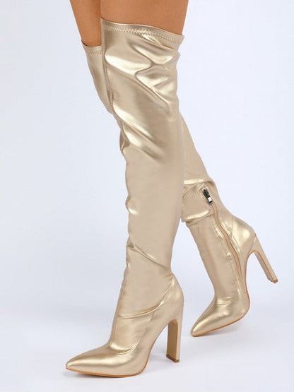 Pointed - Toe Over - the - Knee High Heel Boots - TayDiane