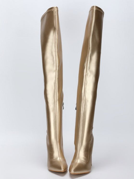 Pointed - Toe Over - the - Knee High Heel Boots - TayDiane