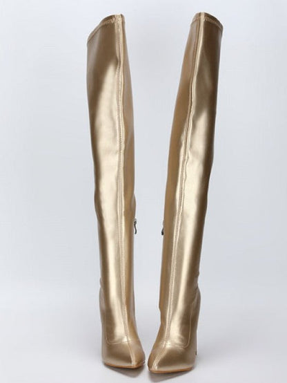 Pointed - Toe Over - the - Knee High Heel Boots - TayDiane