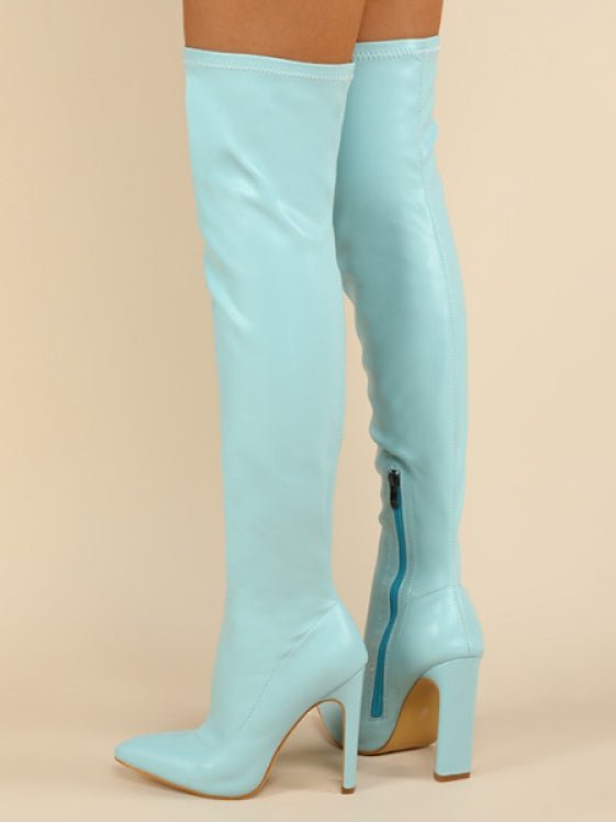 Pointed - Toe Over - the - Knee High Heel Boots - TayDiane
