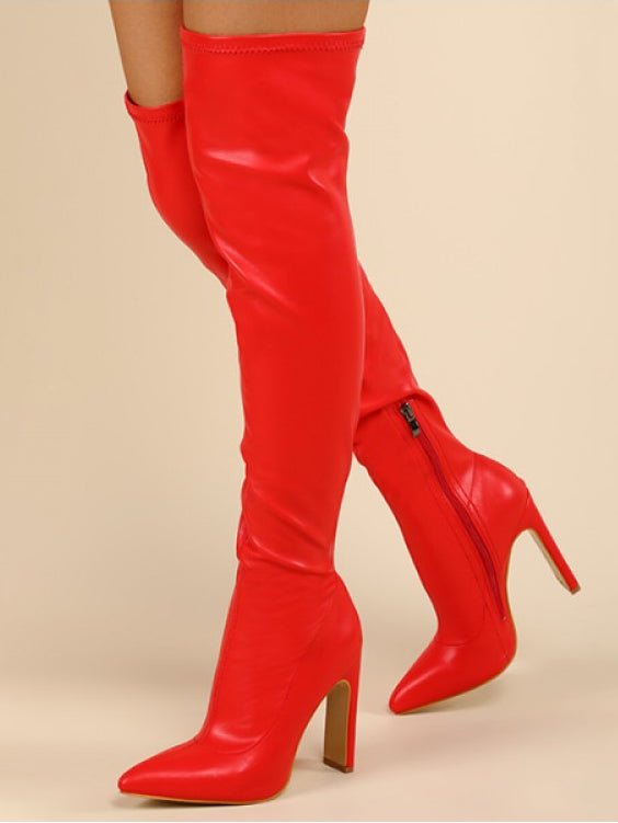 Pointed - Toe Over - the - Knee High Heel Boots - TayDiane