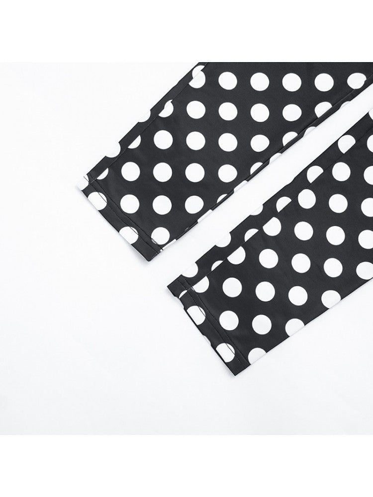 Polka Dot Backless Ruched Bodycon Jumpsuit - Taydiane