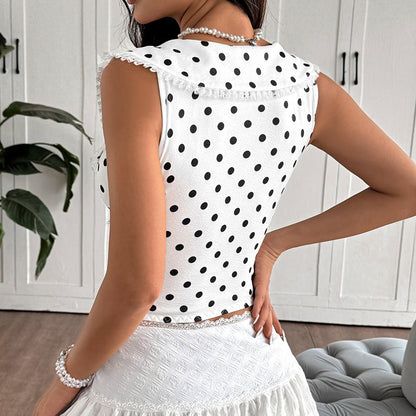 Polka Dot Bow Corset Tank Top - Taydiane