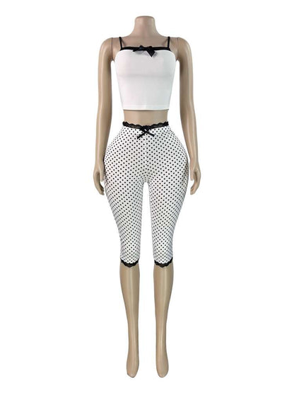 Polka Dot Capri Shorts Set - Taydiane
