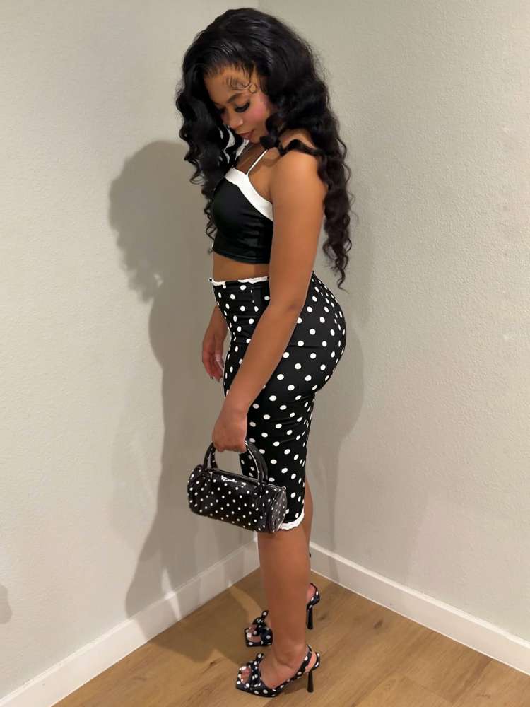 Polka Dot Capri Shorts Set - Taydiane