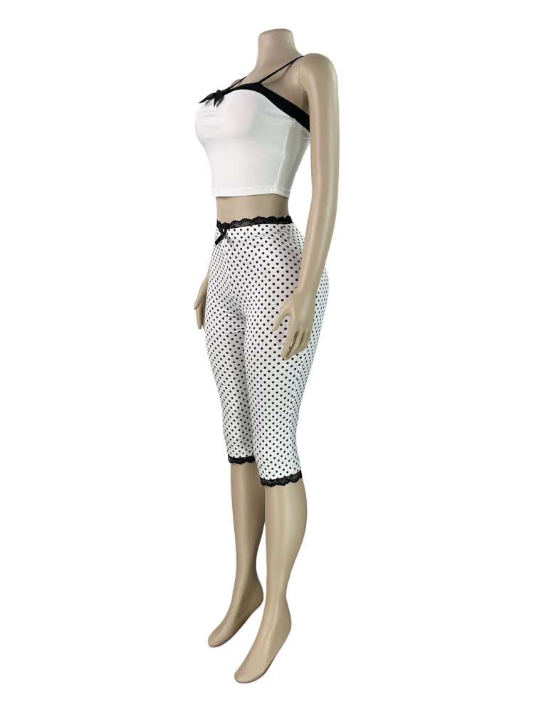 Polka Dot Capri Shorts Set - Taydiane