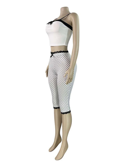 Polka Dot Capri Shorts Set - Taydiane