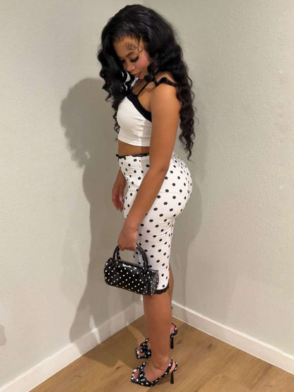 Polka Dot Capri Shorts Set - Taydiane
