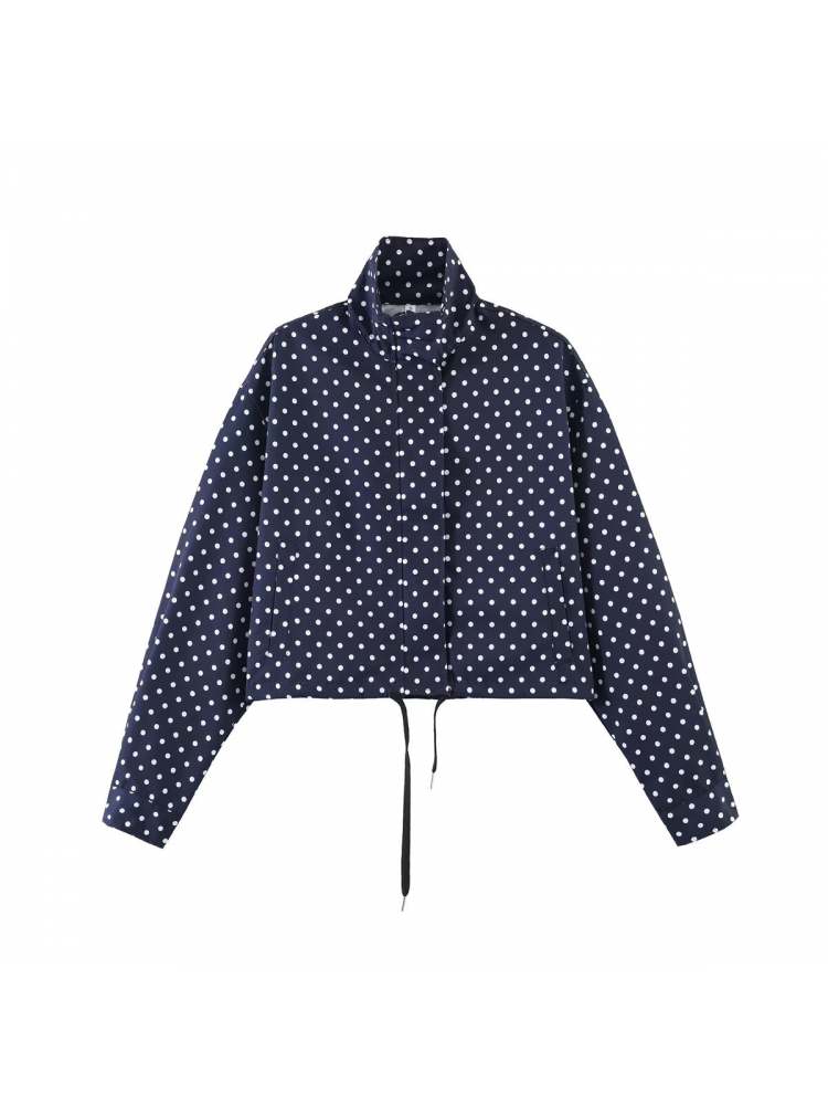 Polka Dot Zipper Jacket & Shorts Set - Taydiane