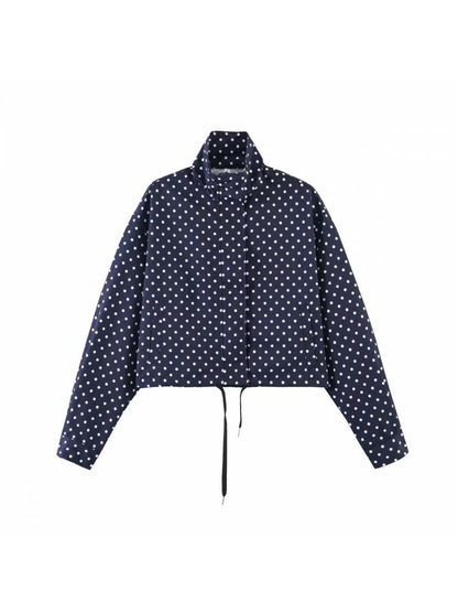 Polka Dot Zipper Jacket & Shorts Set - Taydiane