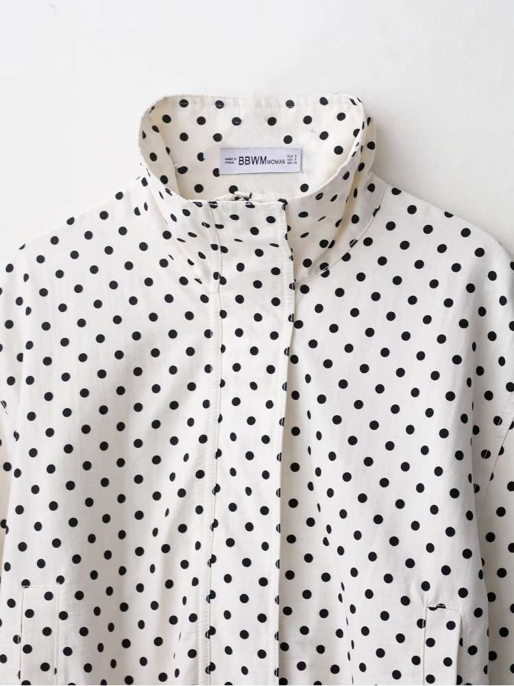 Polka Dot Zipper Jacket & Shorts Set - Taydiane