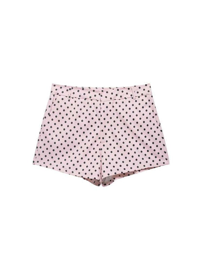 Polka Dot Zipper Jacket & Shorts Set - Taydiane